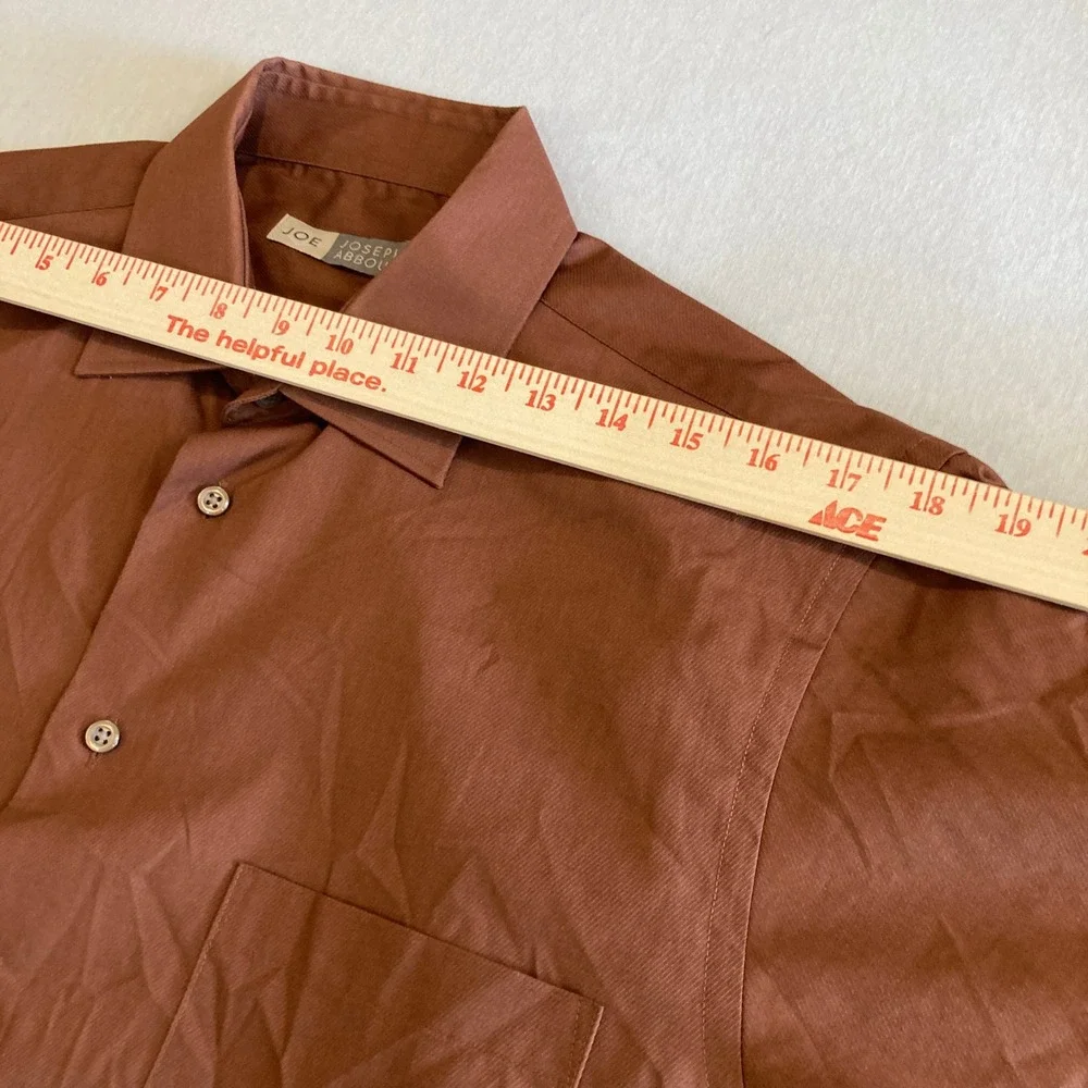 JOE Joseph‎ Abboud Mens Dress Shirt 16 32/33 Copper Brown Cotton Blend L/S